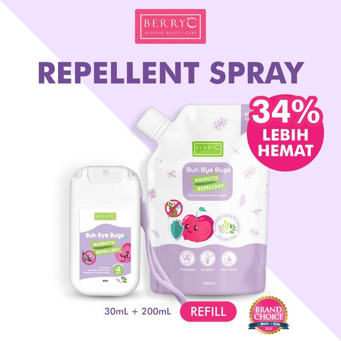 Gambar BerryC Buh Bye Bugs 30ml - Spray Anti Nyamuk Anak-Dewasa No DEET Mosquito & Insect Repellent Natural - 30ML & 200ML Bundle dari Natural Family Care undefined Tokopedia