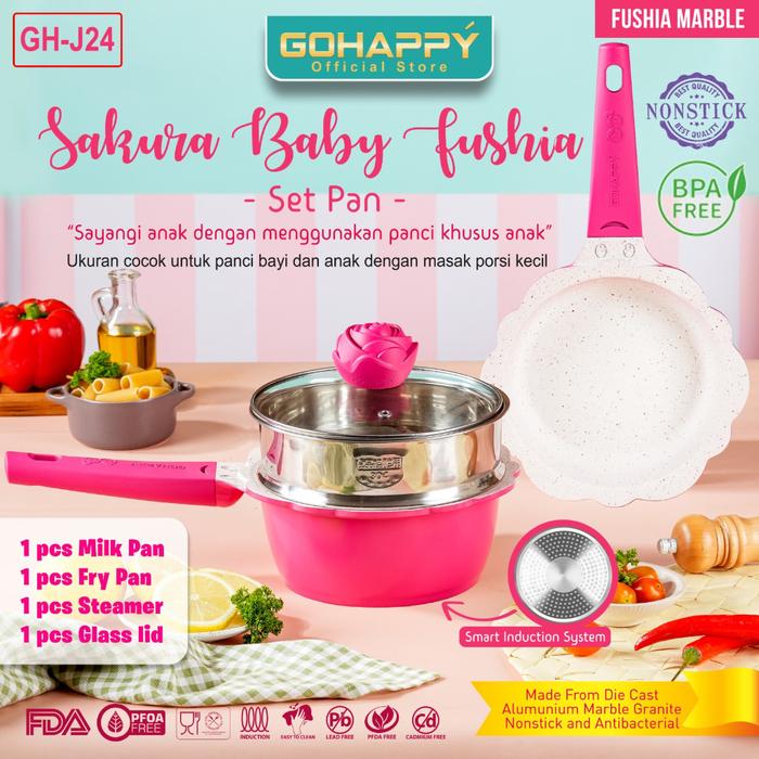 Gambar EVERLUX PANCI SET MPASI BAYI Mayba Cookware set sakura flower anti lengket - pfoa free - bisa kompor induction cooker - Fuschia GOHAPPY dari Murahmeriah Store09 undefined Tokopedia
