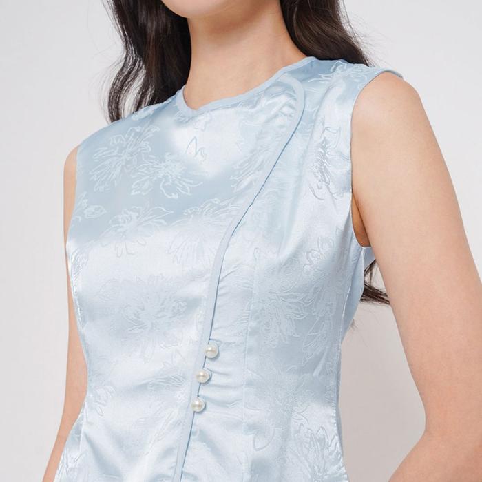 Gambar Chocochips - Briona Top / Atasan Sleeveless Detail Kancing Depan - Blue, S dari Chocochips Boutique Kota Administrasi Jakarta Barat Tokopedia