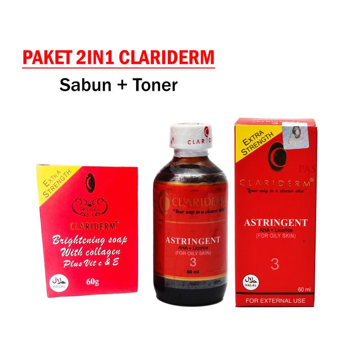 Gambar Paket 2In1 Clariderm Brightening Soap With Collagen Plus Toner Clariderm Astringent Alkohol No 3 ORIGINAL dari WBS_NEW undefined Tokopedia