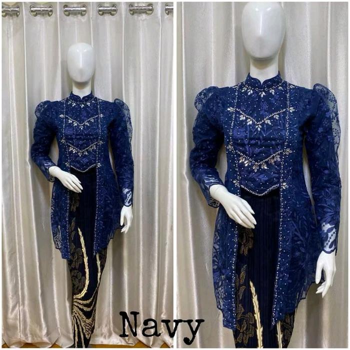 Kebaya Novita Payet Panjang Wisuda Modern Wanita Dewasa Hitam Remaja Aurora  Katun Dress, Pesta, Baju, Kondangan Cantik Mewah Seragam Ibu Brokat