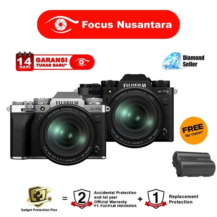Gambar FUJIFILM X-T5 Fuji XT5 / Fujifilm XT5 Body / Kit 18-55 / Kit 16-80mm - Kit 16-80mm, Black dari Focus Nusantara undefined Tokopedia