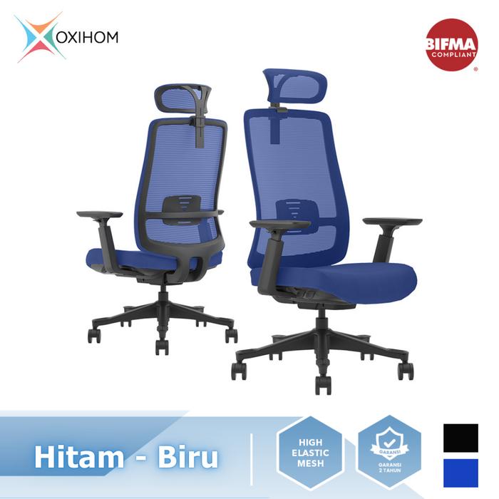 Gambar Oxihom V1 Mesh Sofa Chair Kursi Kantor Kursi Gaming Belajar Hidrolik - Hitam - Biru dari Abditama Living undefined Tokopedia