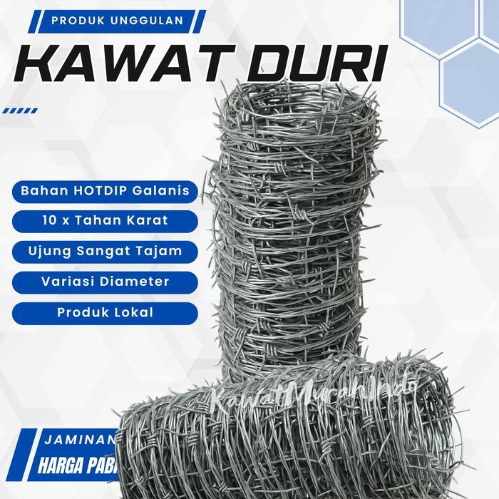 Gambar Kawat Duri Galvanis Termurah Harga Pabrik Ukuran Panjang 30 - 50 - 100 Meter Promo ! - Kawat 1.6x1.6mm Panjang 15Meter dari Spotzone undefined Tokopedia