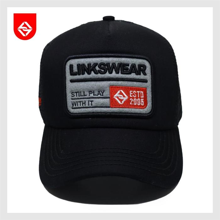 Gambar LINKSWEAR Topi Trucker Jaring Pria Dewasa Distro Original Hitam Black New LTTFB091 trucker  hat - BLACK NEW  dari Linkswear undefined Tokopedia