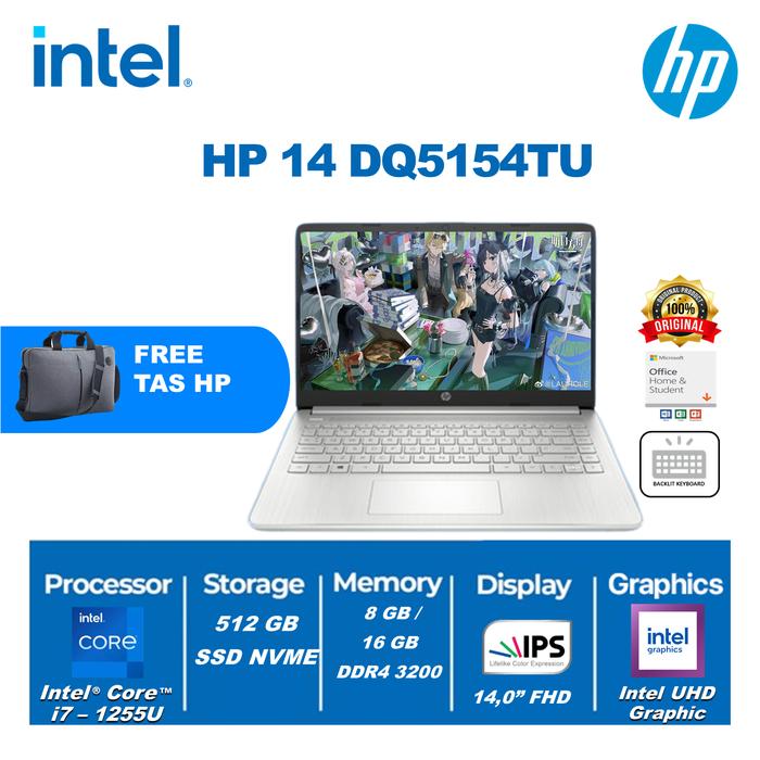 Gambar HP 14S DQ5120TU - Core I7 1255U 16GB 512GB SSD IrisXe 14" FHD IPS OHS - Non Bundle, 16 GB dari INTEL STORE ID undefined Tokopedia