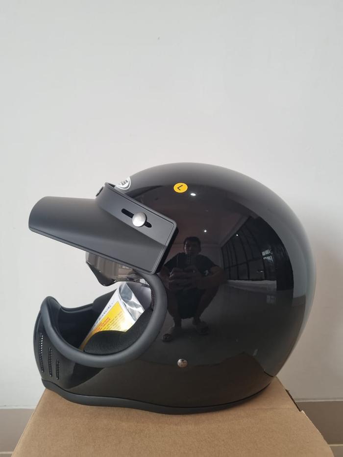 Gambar ZEUS ZS 916 D BLACK GLOSSY CAKIL RETRO HELMET FREE PET - M dari Zeus Official undefined Tokopedia