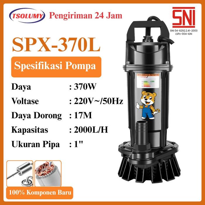 Gambar Tsolumy Pompa Celup Air Kotor SPX-370L/S Submersible Pump 370W 1 inch 220V Pompa Kolam Ikan Pompa Banjir Pompa Taman Pompa Kolam Ikan Pompa Kolam Renang Pompa Irigasi Pompa Tambak Pompa Anti Karat Anti Korosi - SPX-370L dari TsolumyOfficial undefined Tokopedia