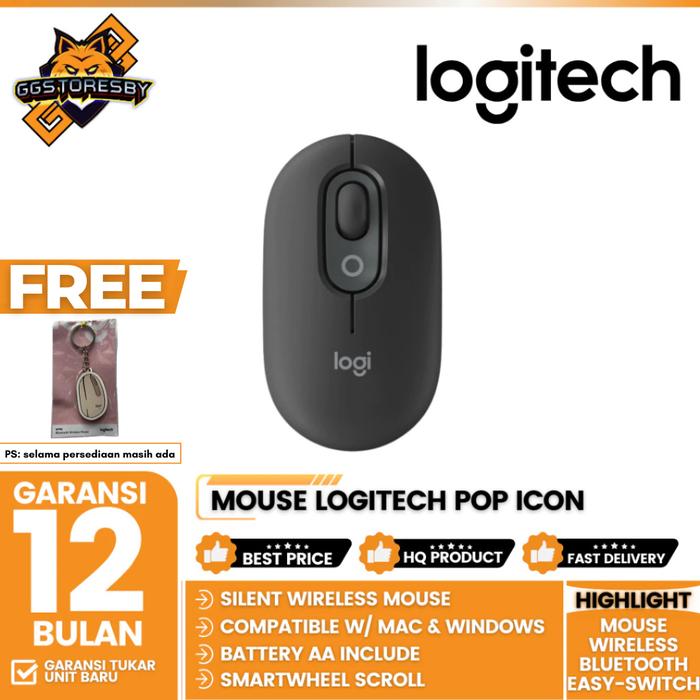 Gambar LOGITECH POP ICON MOUSE WIRELESS BLUETOOTH EASY-SWITCH 3 DEVICE - Graphite dari GGSTORESBY undefined Tokopedia