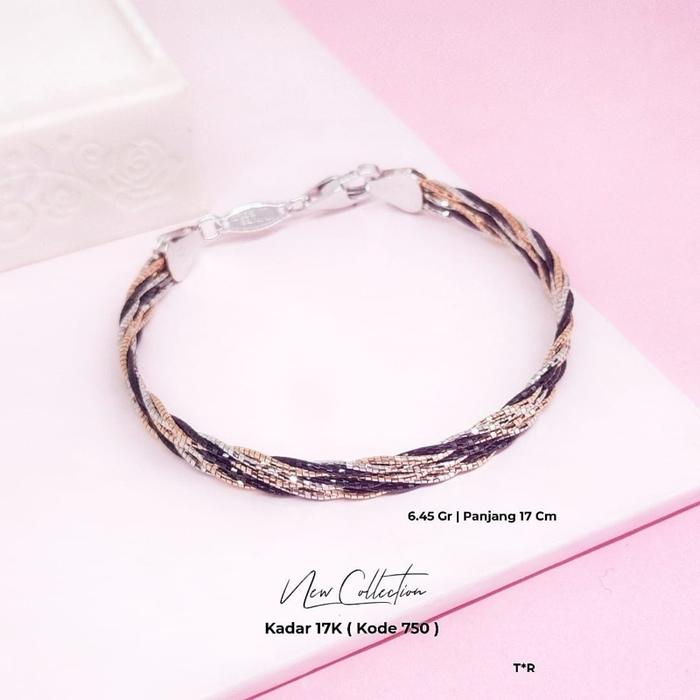 Promo Gelang Emas Choker Colour Black Rose White Whitegold