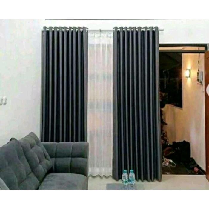 Gambar Gorden Jendela 9Gelombang Serat abstrak - Abu Tua, 9Gelombang T150 dari Tabina Gorden undefined 4 Tokopedia