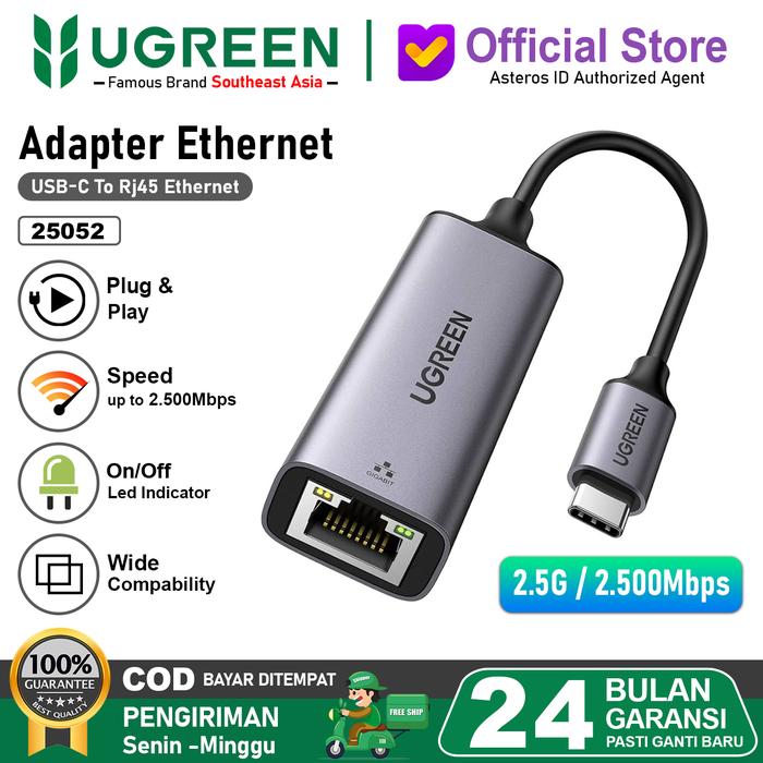 Gambar UGREEN Adapter Ethernet USB to RJ45 Dan Type C to RJ4 Gigabit Ethernet up to 1000Mbps - 25052 TYPE-C dari UGREEN Official Store undefined Tokopedia