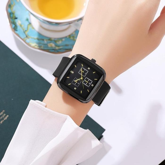 Gambar JAM TANGAN WANITA VIRAL KEKINIAN GAYA KASUAL MEWAH DAN ELEGAN KACA MINERALGLASS STRAP RUBBER BISA BUAT OLAHRAGA - HITAM dari YAKAFI undefined Tokopedia
