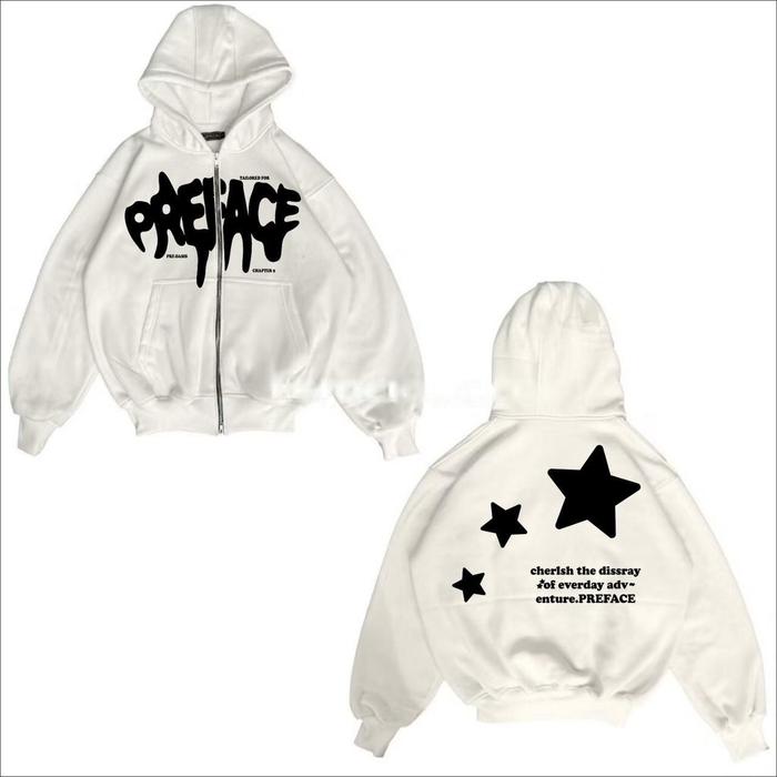 Gambar Preface Classica Dystonia Jaket Sweater Hoodie Putih Boxy Menyala Zipper Pria Dan Wanita - PUTIH PREFACE, XL dari MEZOTIK.CO undefined Tokopedia