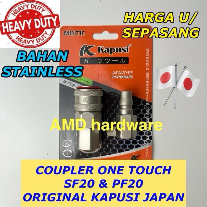 Gambar TEKIRO QUICK COUPLER ONE TOUCH SF20 SM20 FEMALE SAMBUNGAN KOMPRESOR ANGIN SATU SENTUHAN SF SM 20 Kopler ORIGINAL JAPAN - KAPUSI SEPASANG SF20+PF20 dari AMD hardware undefined Tokopedia