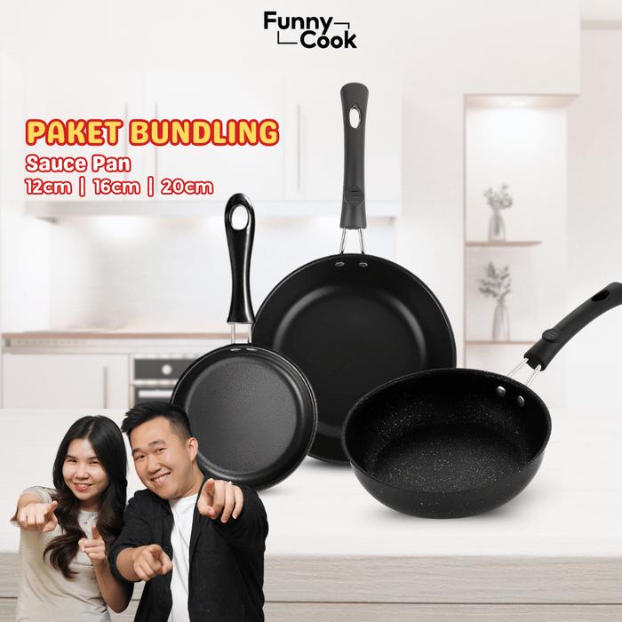 Gambar [HARGA NORMAL] [EXCLUSIVE CECEKETARKETIR] Funnycook Sauce Pan Anti Lengket 3 Ukuran – Gagang Kayu Estetik | 12cm 16cm 20cm | Bahan Iron + Jerami Gandum Kitchenware dari Funnycook.Indonesia undefined Tokopedia