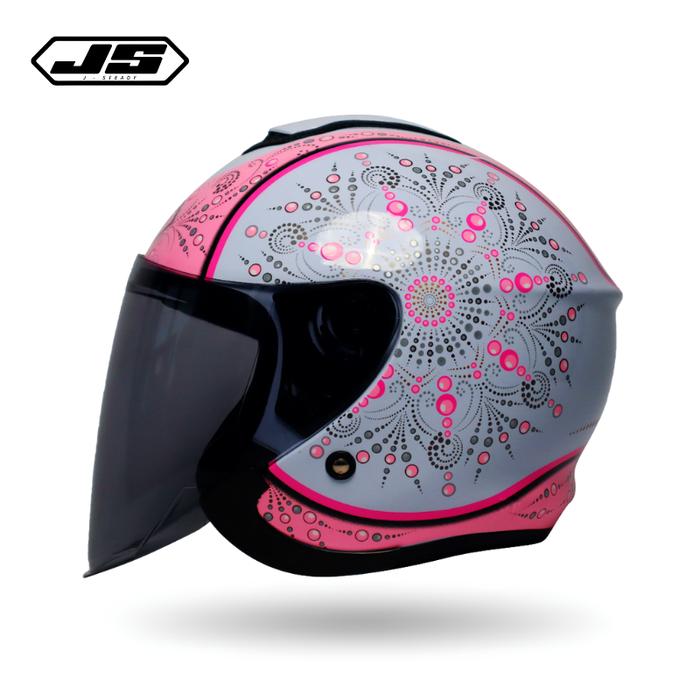 Gambar J.Steady Helm Half Face JS LATTE MOTIF HENNA PINK /Helm Cewek  /Paket Ganteng/Helm Keren/Helm wanita/Helem Dewasa/Helm solid Motorcycle Sporty - MOTIF HENNA PINK, CLEAR, M dari JS OFFICIAL Kab. Tangerang Tokopedia