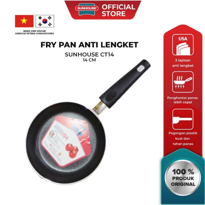 Gambar Sunhouse CT14 Plain Frypan Anti Lengket Hitam 14 cm 1 Pcs Dapur Loyang Penggorengan Peralatan Wajan Kayu Kitchenware Panci Masak Stainless dari Sunhouse Indonesia undefined Tokopedia
