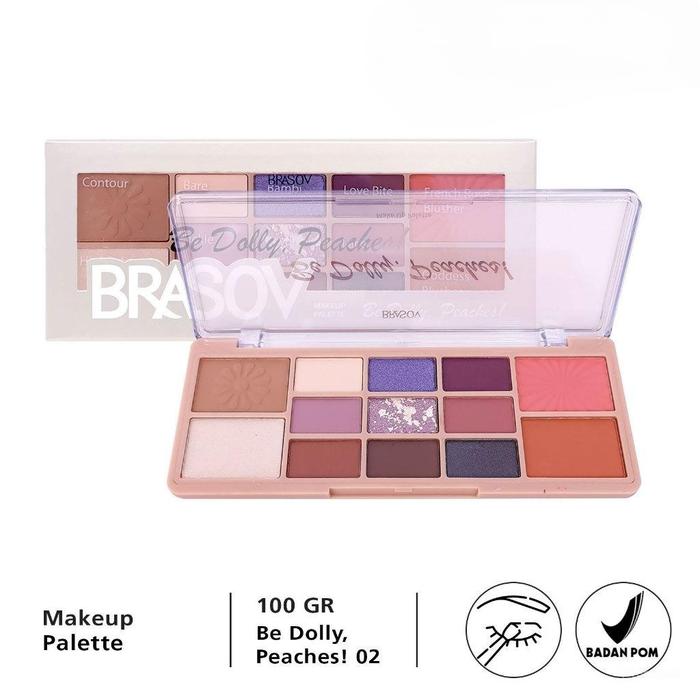 Gambar BRASOV Makeup Palette Eye Shadow Blush On - BE DOLLY PEACHES 02 dari orchamocha undefined Tokopedia