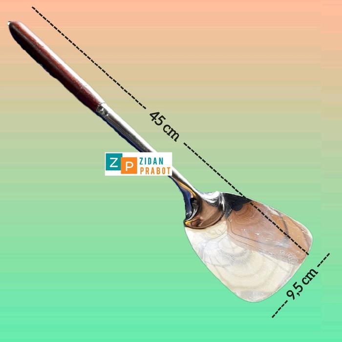 Gambar Susuk Spatula Sutil Stainless Besar Gagang Kayu Panjang 45 cm dari Zidan Prabot undefined Tokopedia