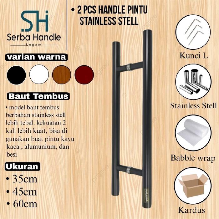 Gambar 1 SET HANDLE PINTU RUMAH STAINLESS STELL MODEL BAUT TEMBUS UKURAN 45CM 60CM & 80CM - hitam, 35cm dari Toko SERBA HANDLE undefined Tokopedia