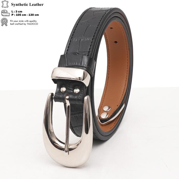 Gambar IKat Pinggang Wanita Sabuk KUlit Fashion Cewek Lebar 3 CM - Hitam, 105 cm dari TALOCCO undefined Tokopedia