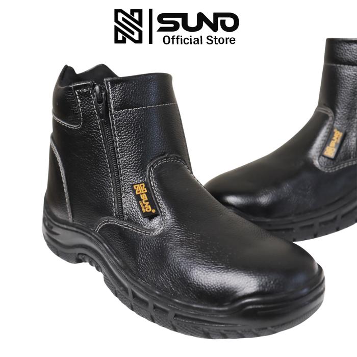 Gambar SUNO Leather Sepatu Kerja Safety Boots Resleting Ujung Besi item SUNO - 206C Reborn - HITAM, 36 dari SUNO LEATHER STORE Kab. Tangerang Tokopedia
