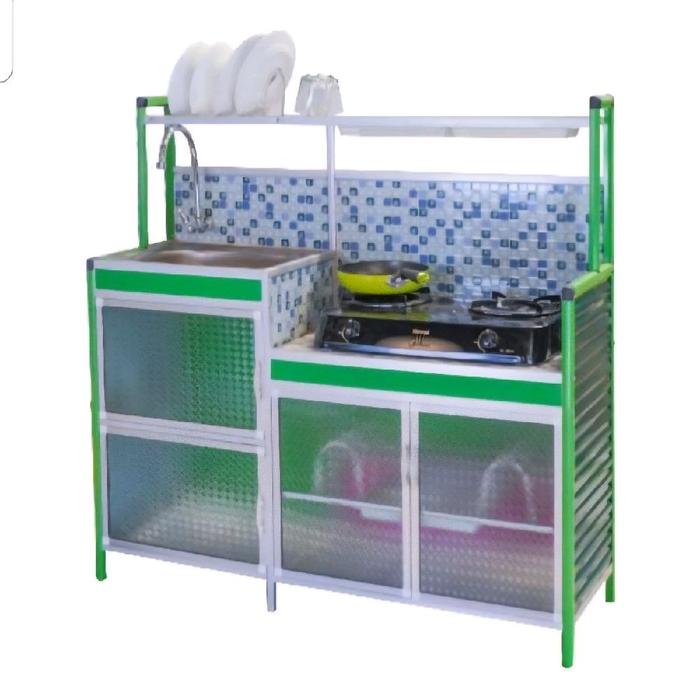 Gambar Rak kompor plus rak cuci piring 3 pintu / Bak Cuci piring + meja kompor 3 Pitnu wardrobe - hijau dari Living New undefined Tokopedia