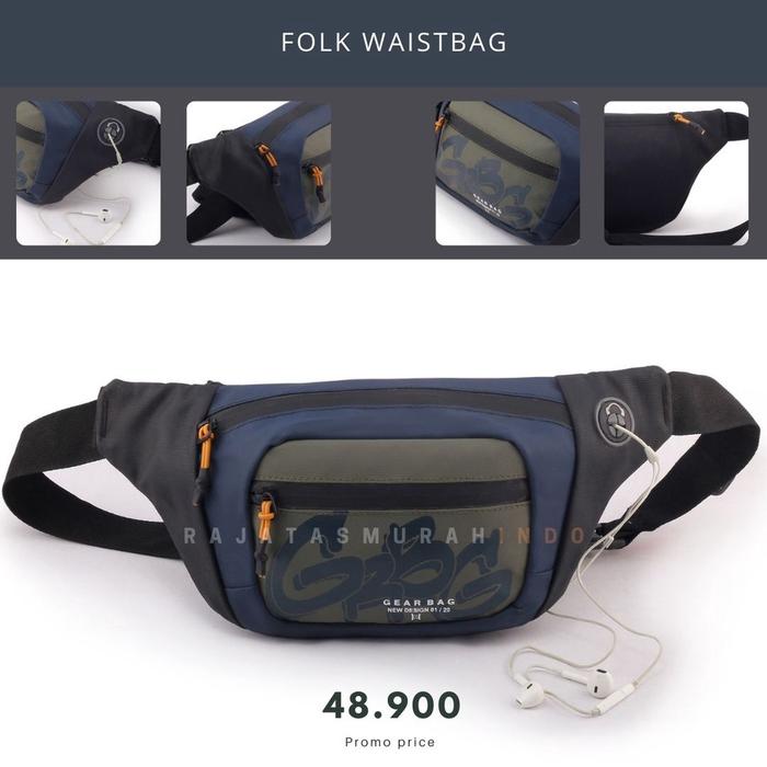 Gambar GEAR BAG FOLK 13120 - WAISTBAG HITS WITH RUBBER PORT - TAS SELEMPANG PRIA - Blue dari Rajatasmurahindo undefined Tokopedia