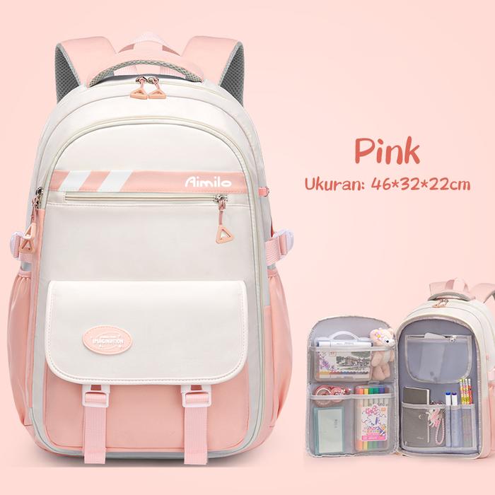 Gambar [READY] Aimilo Tas Ransel Anak Tas Sekolah Anak Perempuan Ins Anti Air Model Korea Tebal Kado Anak Untuk 6-12 Tahun - Pink dari Aimilo Authorized Store undefined Tokopedia