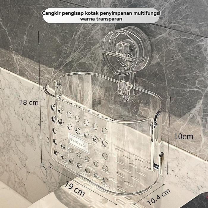 Gambar Rak Penyimpanan Cangkir Hisap/Multi Hanging Organizer Basket Rak /Rak Dinding Kotak Tempel Tempat Penyimpan Aksesoris/Rak Kamar Mandi / Rak Dapur Rak Toilet / Rak Dapur Model Dinding / Rak Dapur Serbaguna Tanpa Paku - transparan dari JANEAH SHOP undefined Tokopedia