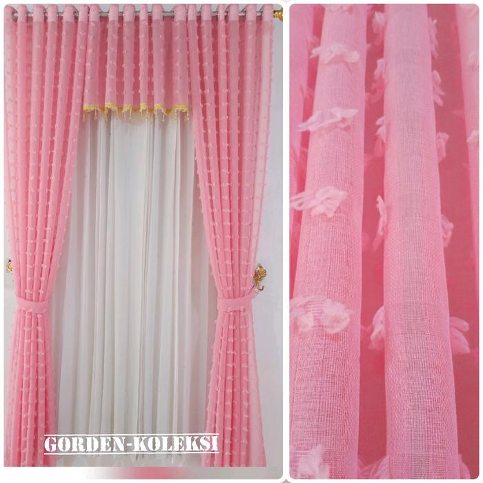 Gambar baet seller gorden pintu dan jendela tinggi 250 model minimalis terbaru warna merah jambu Ungu - ruby merah jambu satu set poni, L-140 cm x T-200 cm dari @gorden koleksi undefined Tokopedia