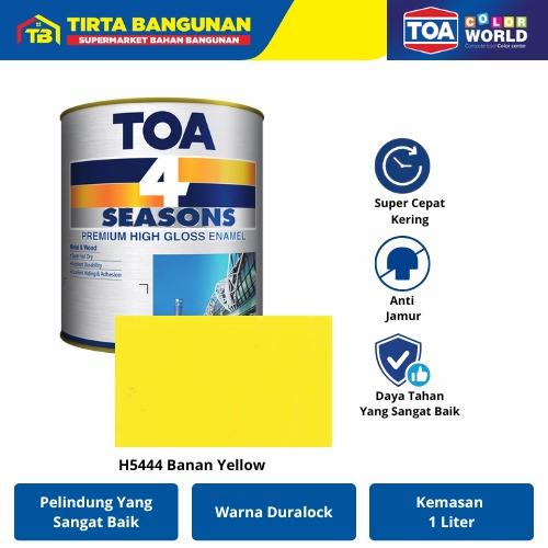 Gambar TOA 4 SEASONS PAINT PREMIUM HIGH GLOSS ENAMEL CAT KAYU & BESI GLOSSY 0.9LT Bulat - 5444 BANANA YL dari Tirta Bangunan Kota Depok Tokopedia
