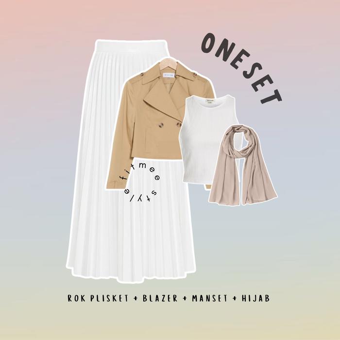 Gambar Woori One set Wanita 4in1 ( Atasan Outer Crop Katun, Inner Manset Rib Knit, Bawahan Rok Plisket Hyget, Hijab Pashmina Ceruty ) Setelan Panjang OOTD Style Kekinian Ala Selebgram Outfit Set Kombinasi Baju Muslim Remaja Simple Dan Casual Kondangan Gamis - Oneset dari Fitmee Stylee undefined Tokopedia
