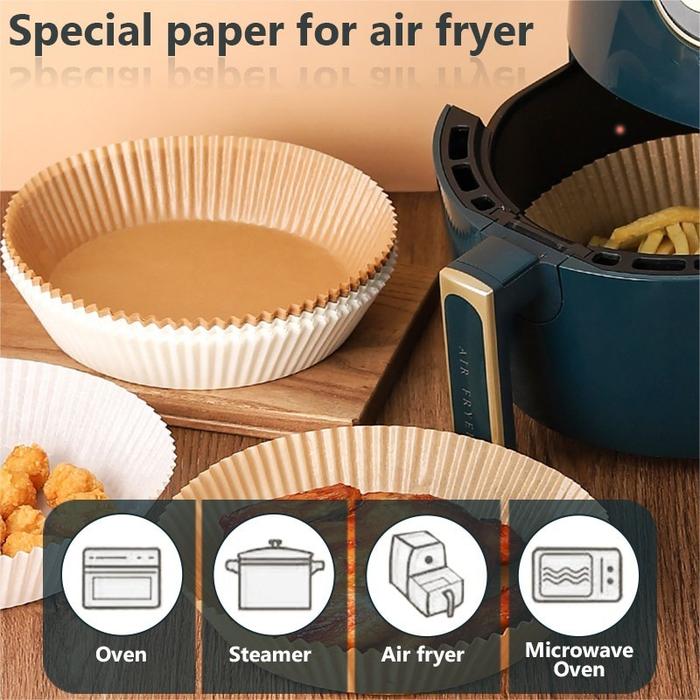 Gambar PAPEROAST Alas Air Fryer Disposable Paper Liner Waterproof - 25 pcs Diameter 16cm dari shopNshipstore undefined Tokopedia