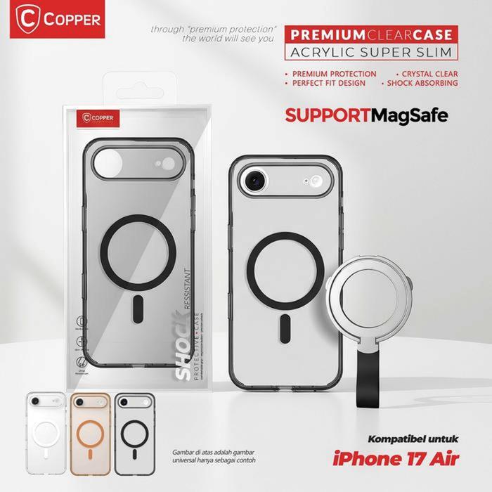 Gambar Kompatibel Untuk iPhone 17 Air – COPPER Slim PC Hardcase + Metal Ring Stand - Black, Case Only dari Copper Official Balikpapan Kota Balikpapan Tokopedia