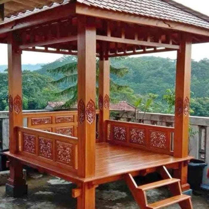 Gambar Gazebo jati ukir | Gazebo modern | Gazebo resto | Gazebo vila | Gazebo minimalis | Rumah lumbung jati | Rumah joglo jati | Rumah kayu jati | Rumah | Pendopo ukir | Pendopo limasan | Rumah limasan | Pargola jati | Pendopo| rumah gladak | Gazebo | Furniture dari Qayla Home undefined Tokopedia