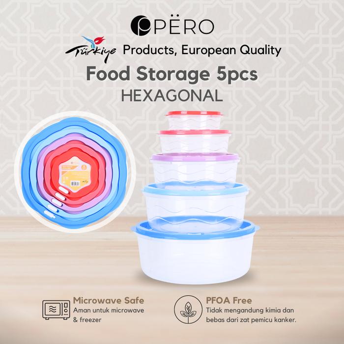 Gambar Pero Food Storage Container Set of 5 / Tempat Penyimpanan Makanan Microwave Safe Isi 5pcs dari Pero Indonesia Ofc undefined Tokopedia