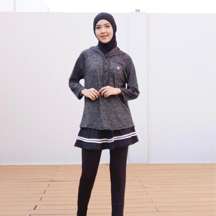 Gambar Hitjab - Baju Olahraga Wanita Muslimah Tangan Panjang Kancing Jumbo Gym Fitness Pound Fit Yoga Maraton 0062 - Black, STANDAR dari Hitjab undefined Tokopedia