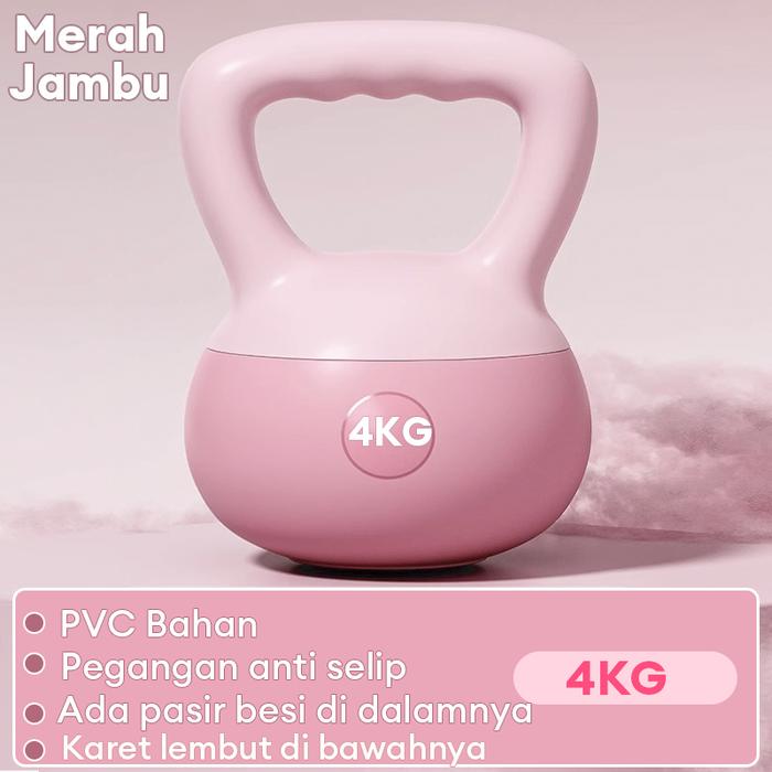 Gambar ZHOKA KettleBell 2/4/6/8/10KG Wannafit Weight Lifting Barbel Dumbell Kettle Bell Alat Fitness di Rumah Dumbell Neoprene Kettlebell bedak putri - Otot - Merah muda-4kg dari ZHOKA undefined Tokopedia