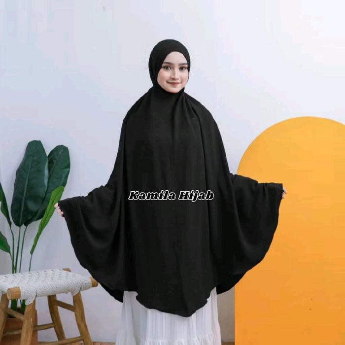 Gambar KAMILA HIJAB - Bergo Jumbo XXXXL Menutup Tangan Jilbab Haji Umroh Syar'i Jersey Super Premium Kerudung Dewasa Model Baru Bisa Dipakai Sholat - Hitam, XXXXL dari Kamila Hijab undefined Tokopedia