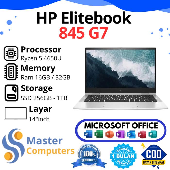 Gambar Laptop Hp Elitebook 845 G7 / G8 Ryzen 5 Pro Ram 8GB / 16GB SSD 128GB / 256GB / 512GB - Ryzen 5 Pro 4650U G7, 8gb/256gb dari Master Computers undefined Tokopedia