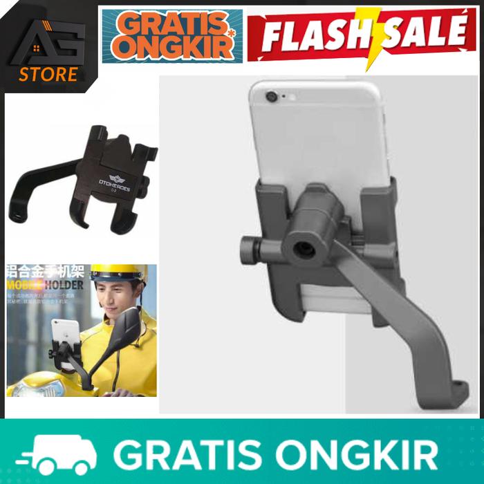 Gambar (BERKUALITAS) Holder HP Motor Spion Full Metal Body / stand holder hp smartphone di spion motor / holder hp mtor besi di stang spion full besi / dudukan stand hp android smartphone di spion setir motor / aksesoris alat perlengkapan motor murah awet kuat dari Patmi olikomi24 undefined Tokopedia