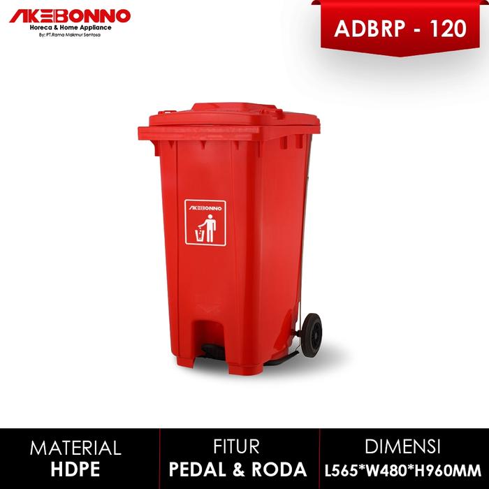 Gambar AKEBONNO - Dustbin Plastic Jumbo Tempat Sampah Plastik Tebal Besar Dengan Roda dan Pedal 120 Liter Red Yellow Green Grey Blue - Red dari Akebonno undefined Tokopedia