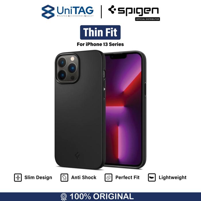 Gambar Spigen Case for iPhone 13 Pro Max 13 Mini Thin Fit Slim Hybrid Casing Protector - Black, 13 dari UniTAG Store undefined Tokopedia