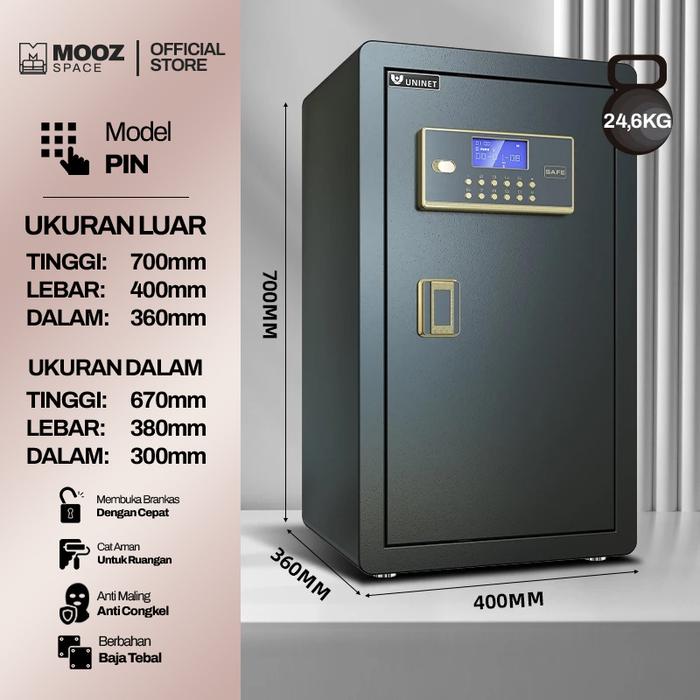 Gambar MoozSpace Brankas Ukuran 70cm - Elektrik PIN & Fingerprint Full Besi Anti Maling - Hitam-PIN dari MoozSpace undefined Tokopedia