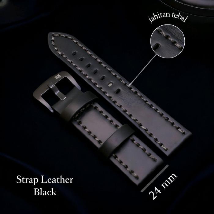 Gambar Strap tali jam tangan kulit leather 24mm seven minute original Watch - Strap kulit hitam dari Seven minute undefined Tokopedia