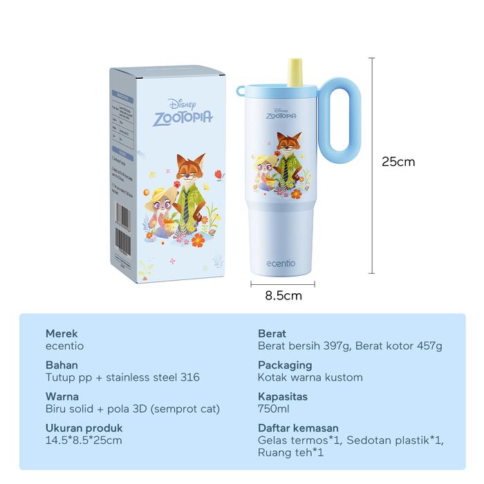 Gambar [Zootopia Series] ecentio tumbler stainless 316 Disney Co-brand 750ml / 500ml tahan panas dingin 24 jam botol minum lucu aesthetic portable termos air panas botol minum anak botol minum anak perempuan tumbler anak - [CP] Nick&Judy 750ml dari ecentio.indonesia undefined Tokopedia