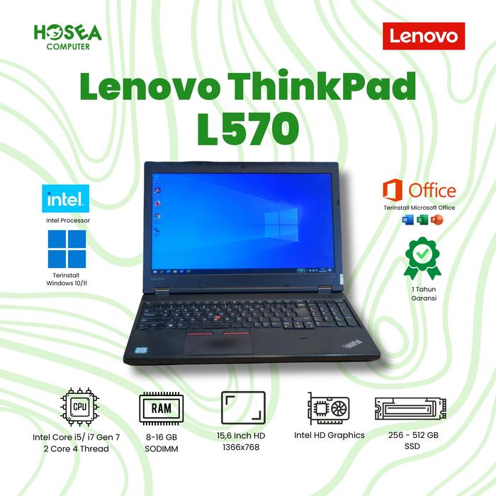 Jual Laptop Lenovo Thinkpad L570 i7-7500U RAM 16GB SSD 512GB