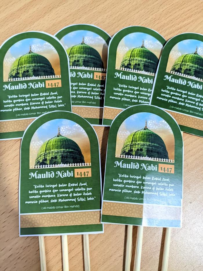 Gambar Tusuk Bendera Maulid Nabi Ukuran 40cm Isi 21 Pcs dari Tusuk Sate Barokah_NEW undefined Tokopedia